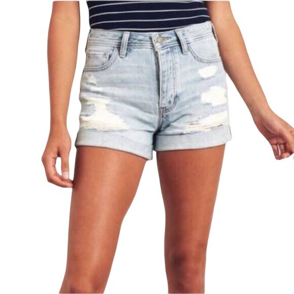 HOLLISTER | button fly high rise cuffed distressed boyfriend shorts | WOMEN'S 26 - Picture 1 of 5